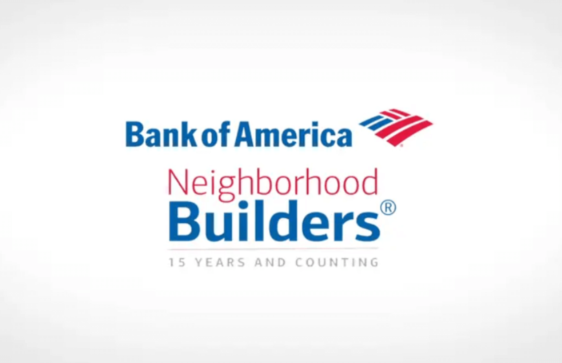 A bank of america neighborhood builders logo.