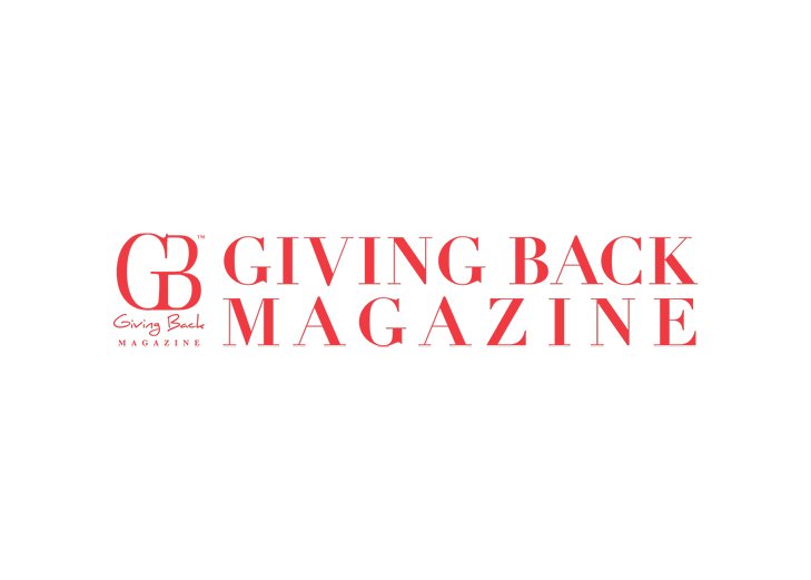giving back logo A red and white logo for the giving back magazine.