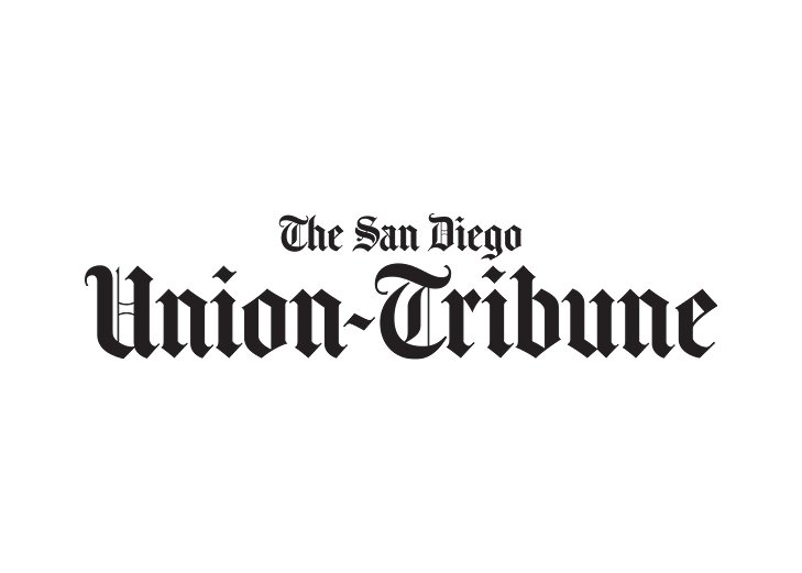 SD union Tribune logo A black and white logo of the san diego union-tribune.